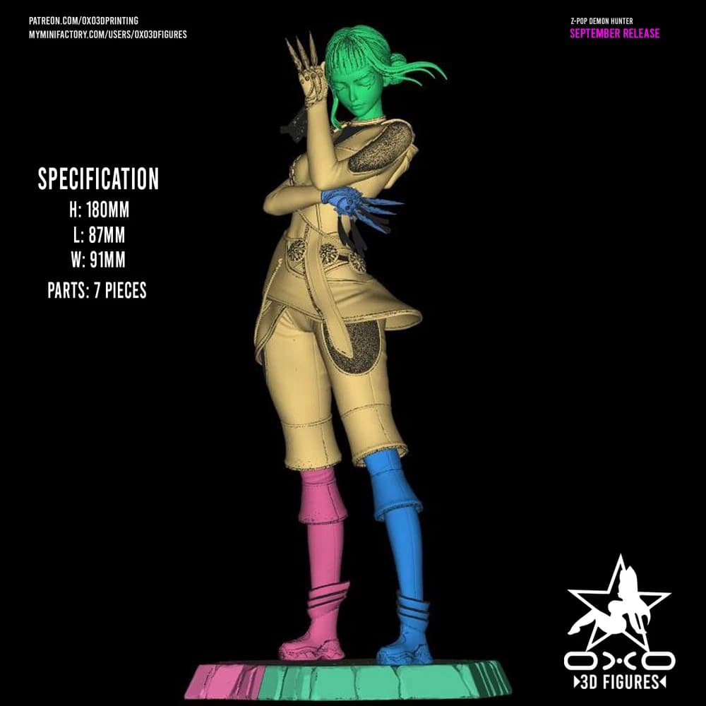 Zoey Caçadora de Demônios K-pop — Miniatura 3D Fantasia Oriental | OXO3D