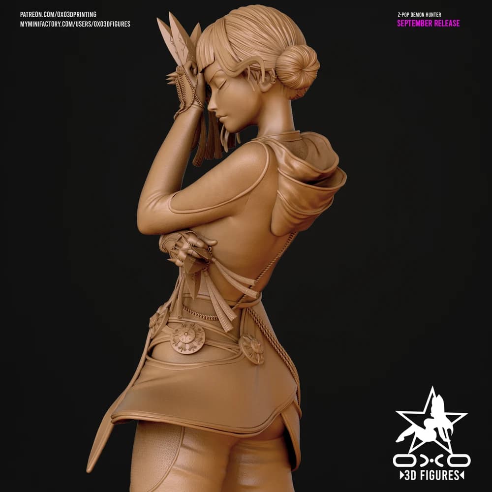 Zoey Caçadora de Demônios K-pop — Miniatura 3D Fantasia Oriental | OXO3D