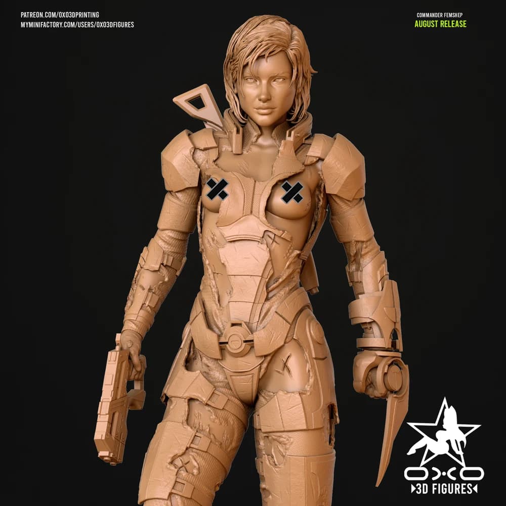 Comandante FemShep — Miniatura 3D Sci-Fi | OXO3D