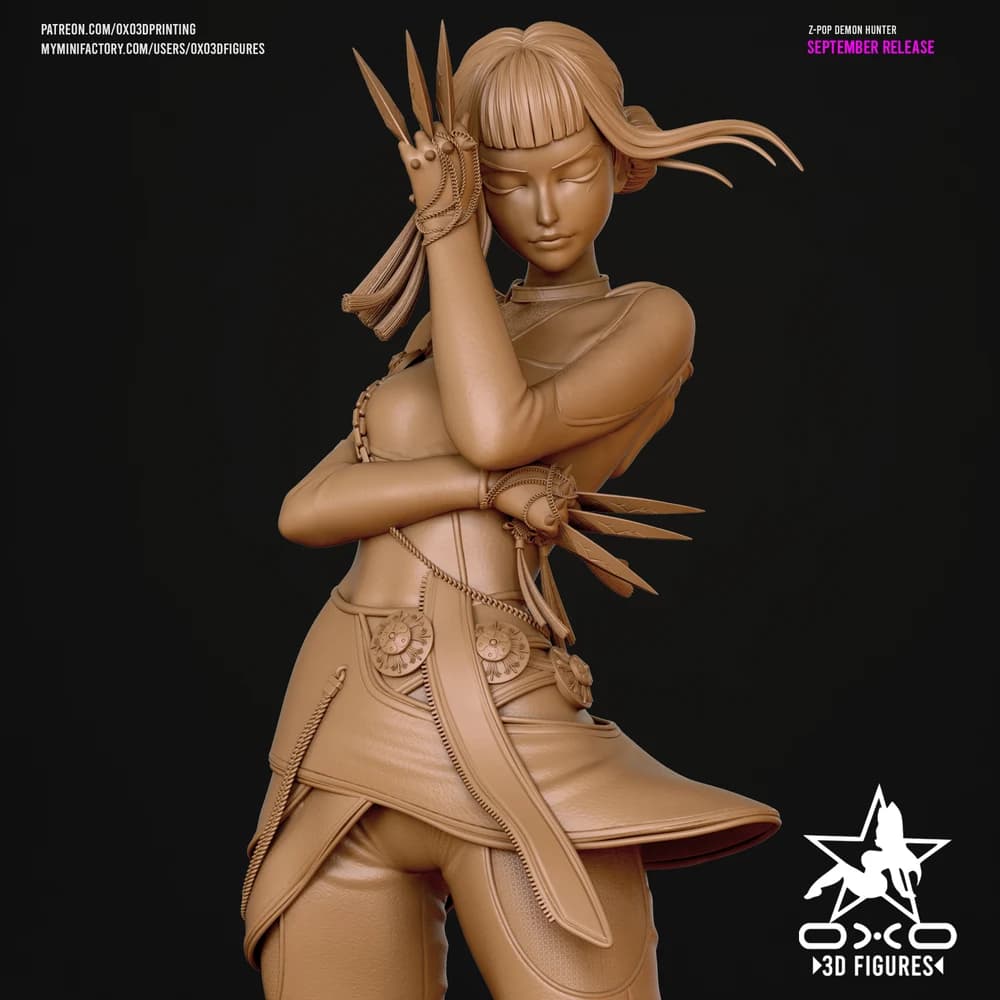 Zoey Caçadora de Demônios K-pop — Miniatura 3D Fantasia Oriental | OXO3D