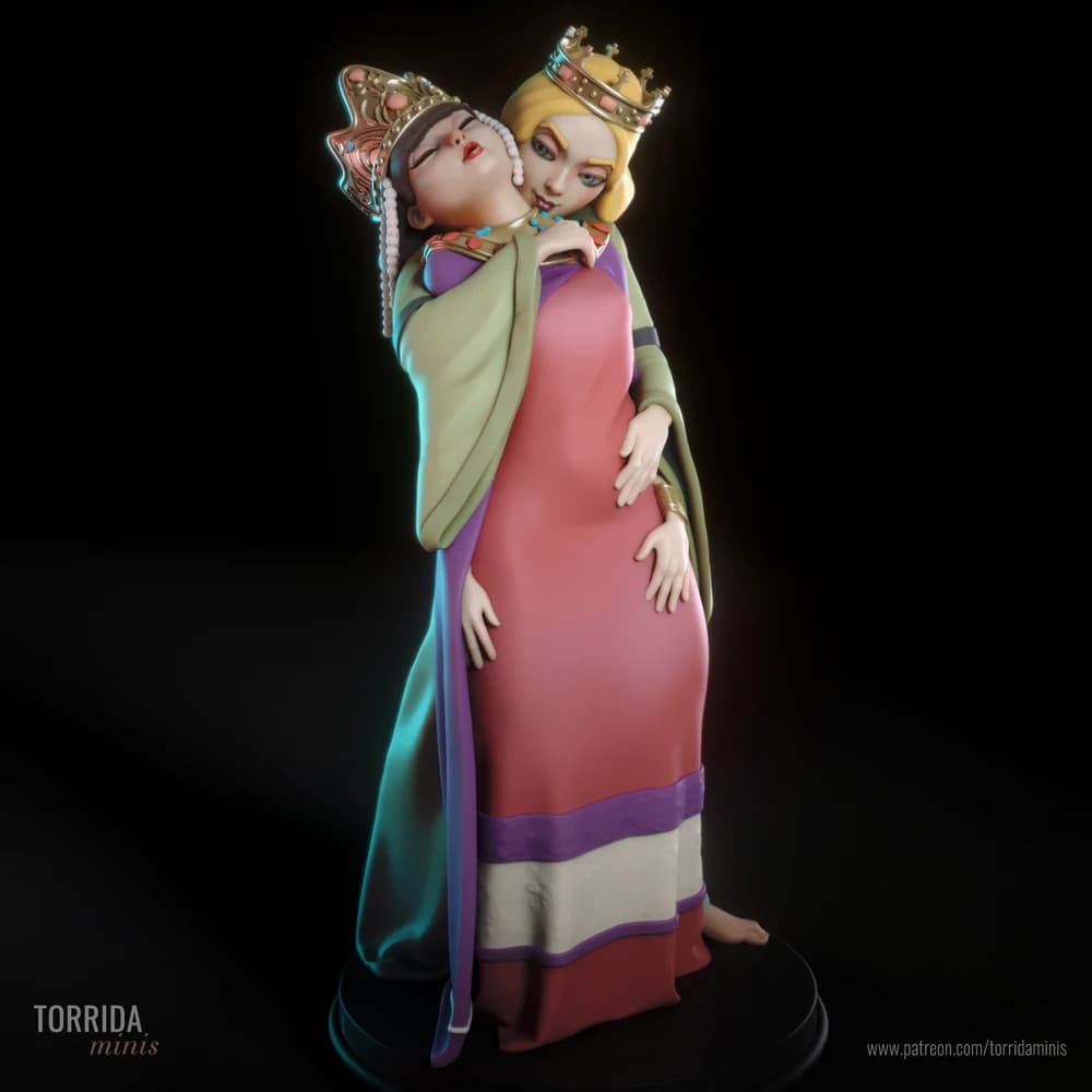 Rainhas Theodora & Isabella — Miniatura 3D Fantasia Histórica | Torrida Minis