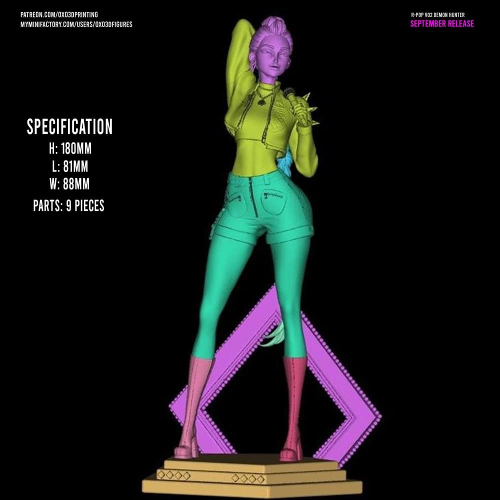 Rumi Caçadora de Demônios K-Pop — Miniatura 3D Cyberpunk | OXO3D