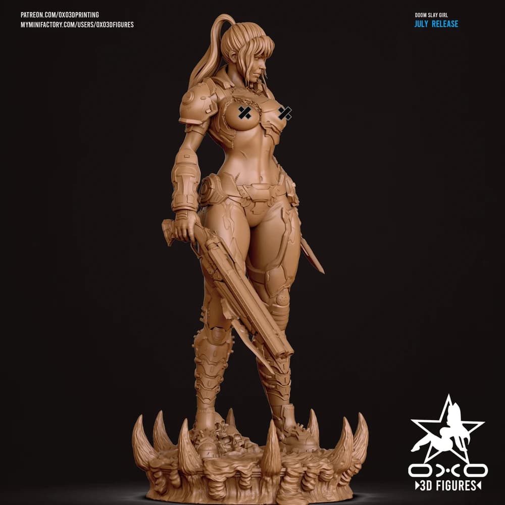 Garota Destruidora — Miniatura 3D Sci-Fi | OXO3D