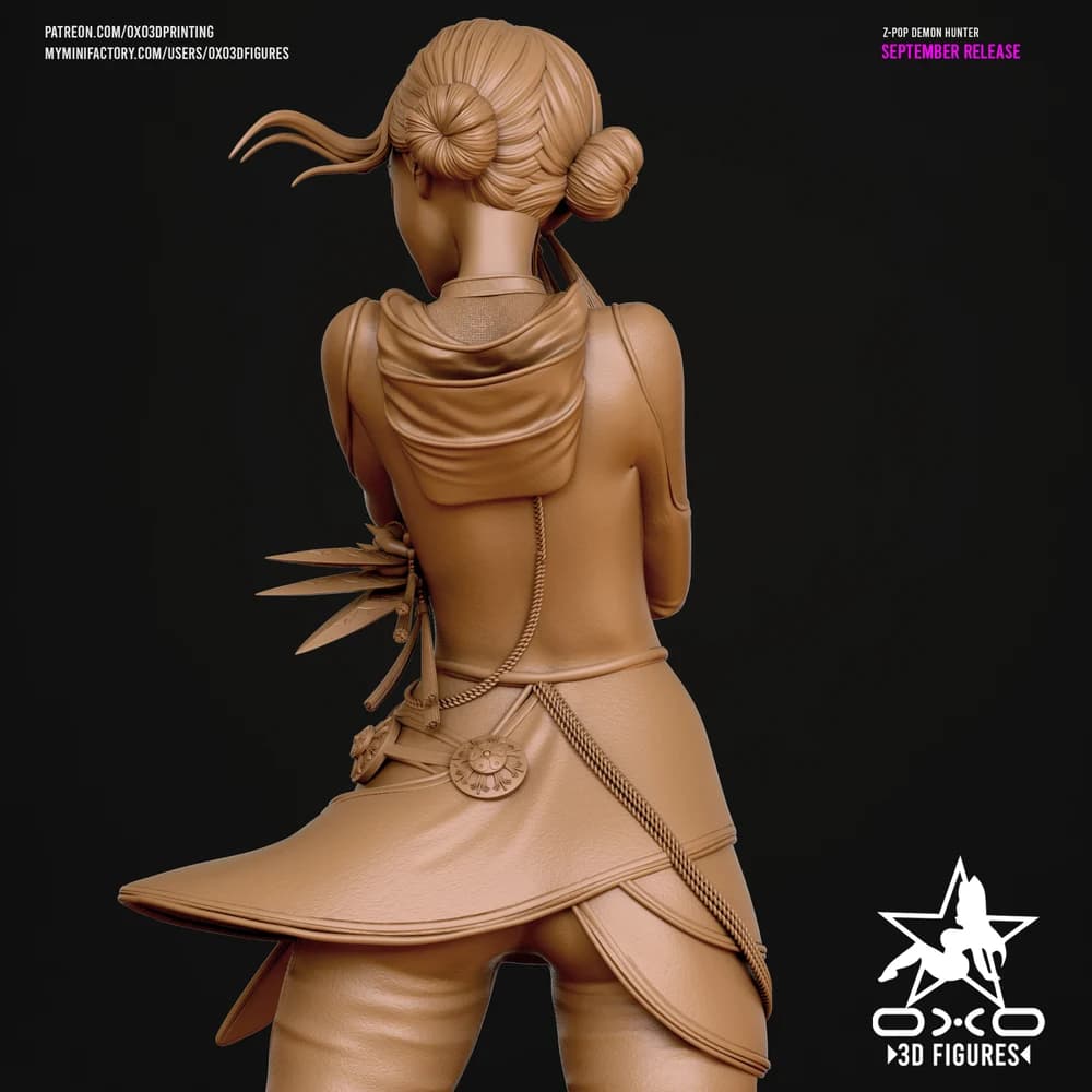 Zoey Caçadora de Demônios K-pop — Miniatura 3D Fantasia Oriental | OXO3D