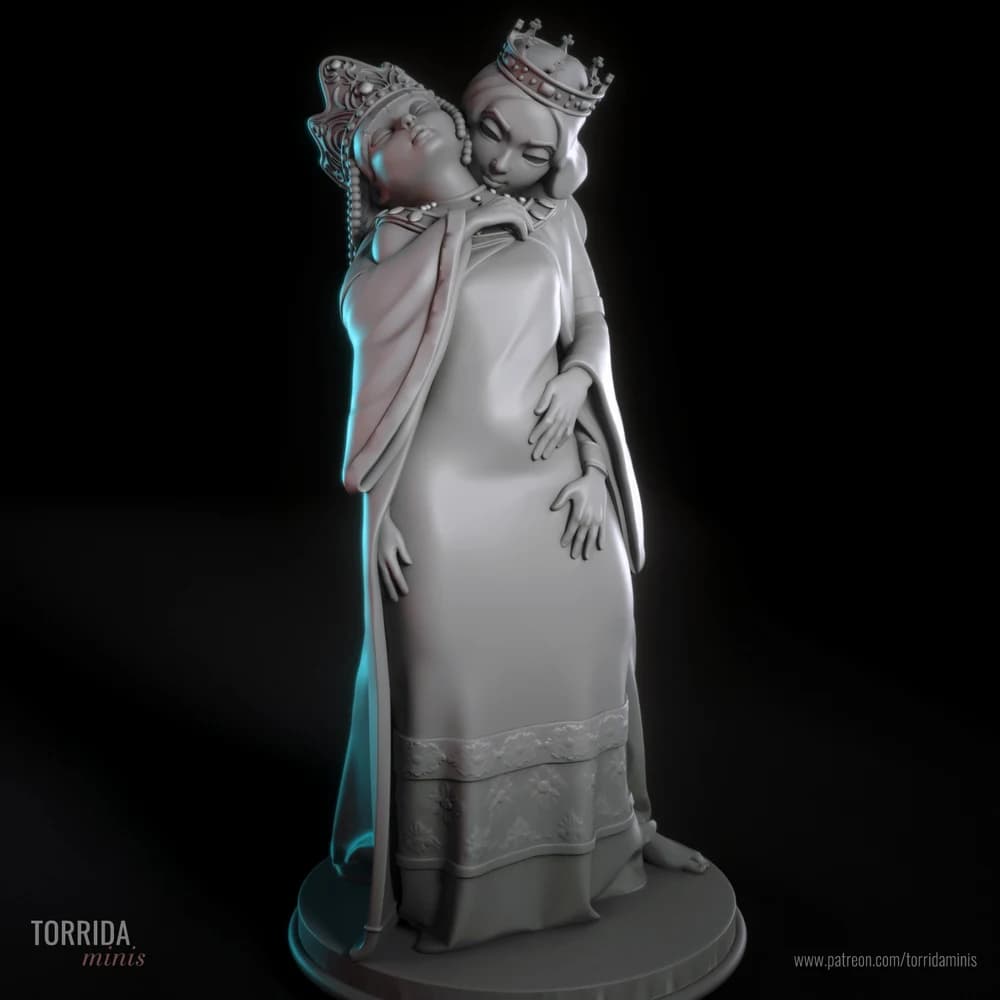 Rainhas Theodora & Isabella — Miniatura 3D Fantasia Histórica | Torrida Minis