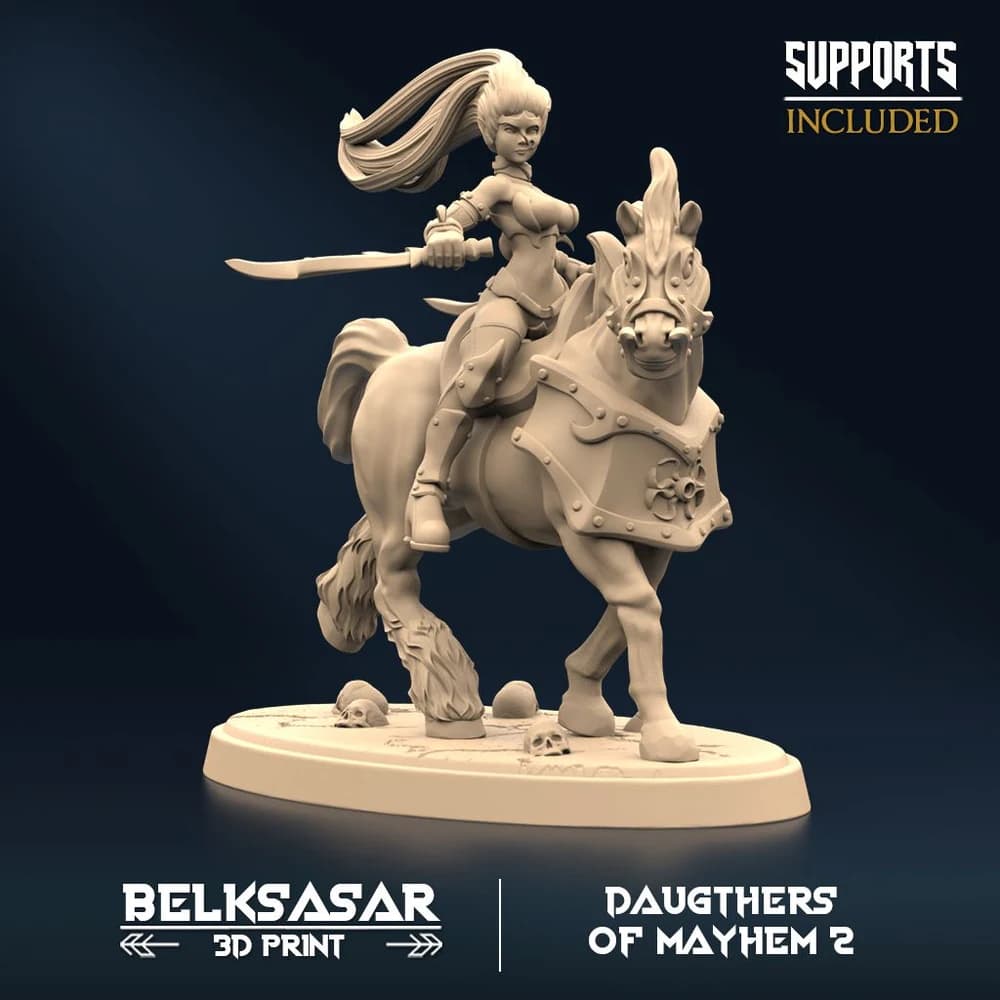 Irmãs Cavaleiras do Destino D — Miniatura 3D Fantasia Dark | Belksasar