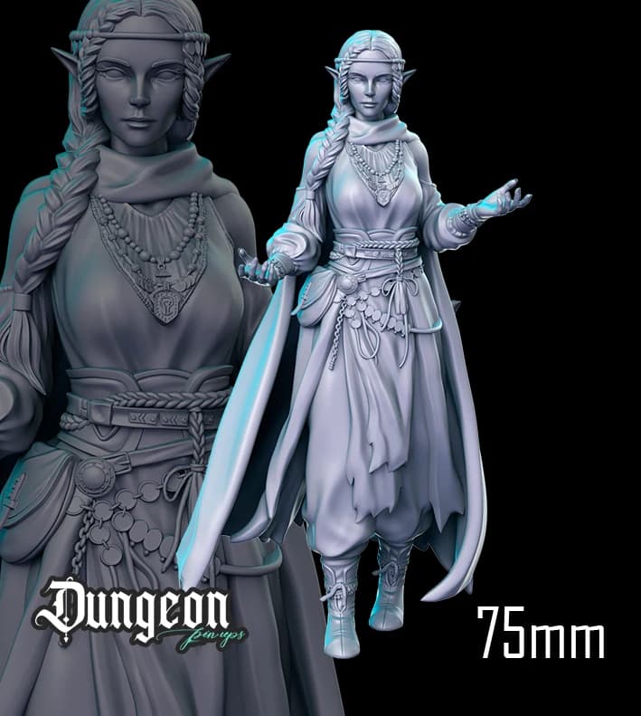 Elfa Realista — Miniatura 3D Fantasia | RN Estudio
