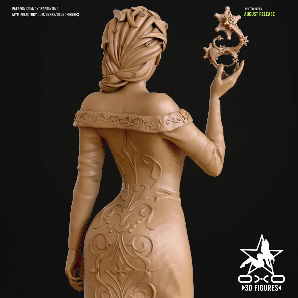 Rainha do Inverno — Miniatura 3D Pin-up Fantasia | OXO3D