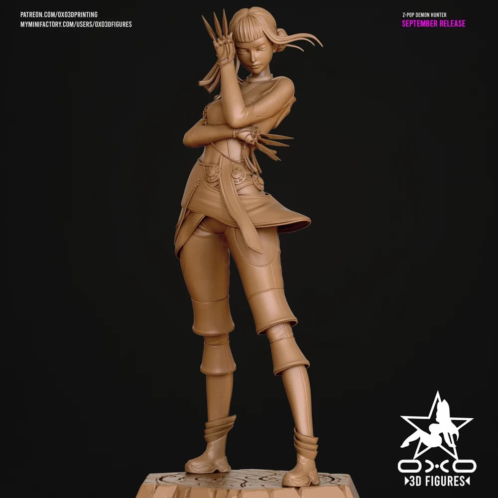 Zoey Caçadora de Demônios K-pop — Miniatura 3D Fantasia Oriental | OXO3D