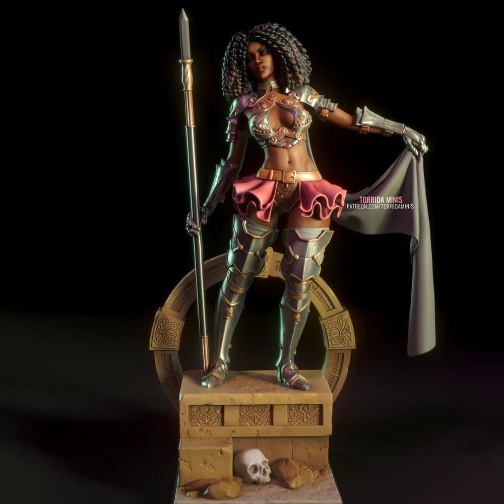 Iza — Miniatura 3D Guerreira Fantasia | Torrida Minis