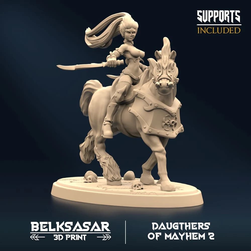 Irmãs Cavaleiras do Destino D — Miniatura 3D Fantasia Dark | Belksasar