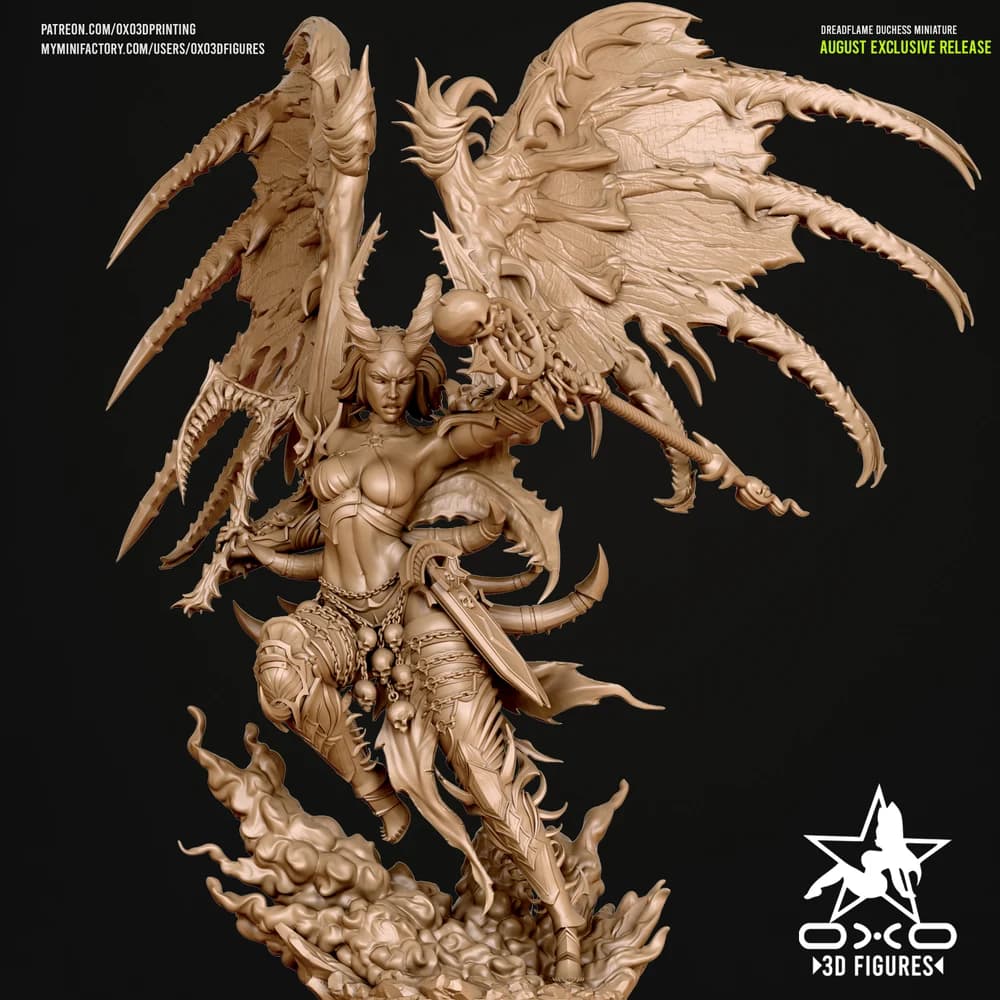 Duquesa da Chama Sombria — Miniatura 3D Fantasia Sombria | OXO3D