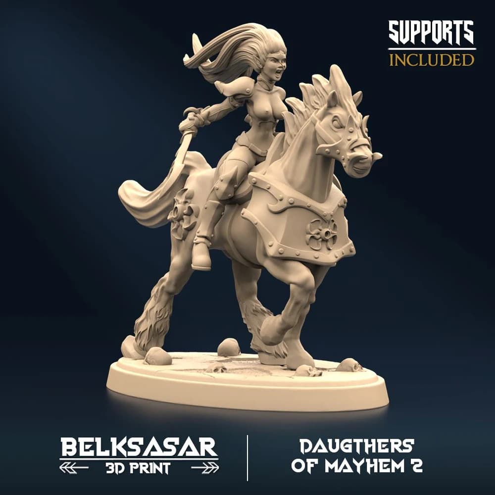 Irmãs Cavaleiras do Destino B — Miniatura 3D Fantasia Sombria | Belksasar