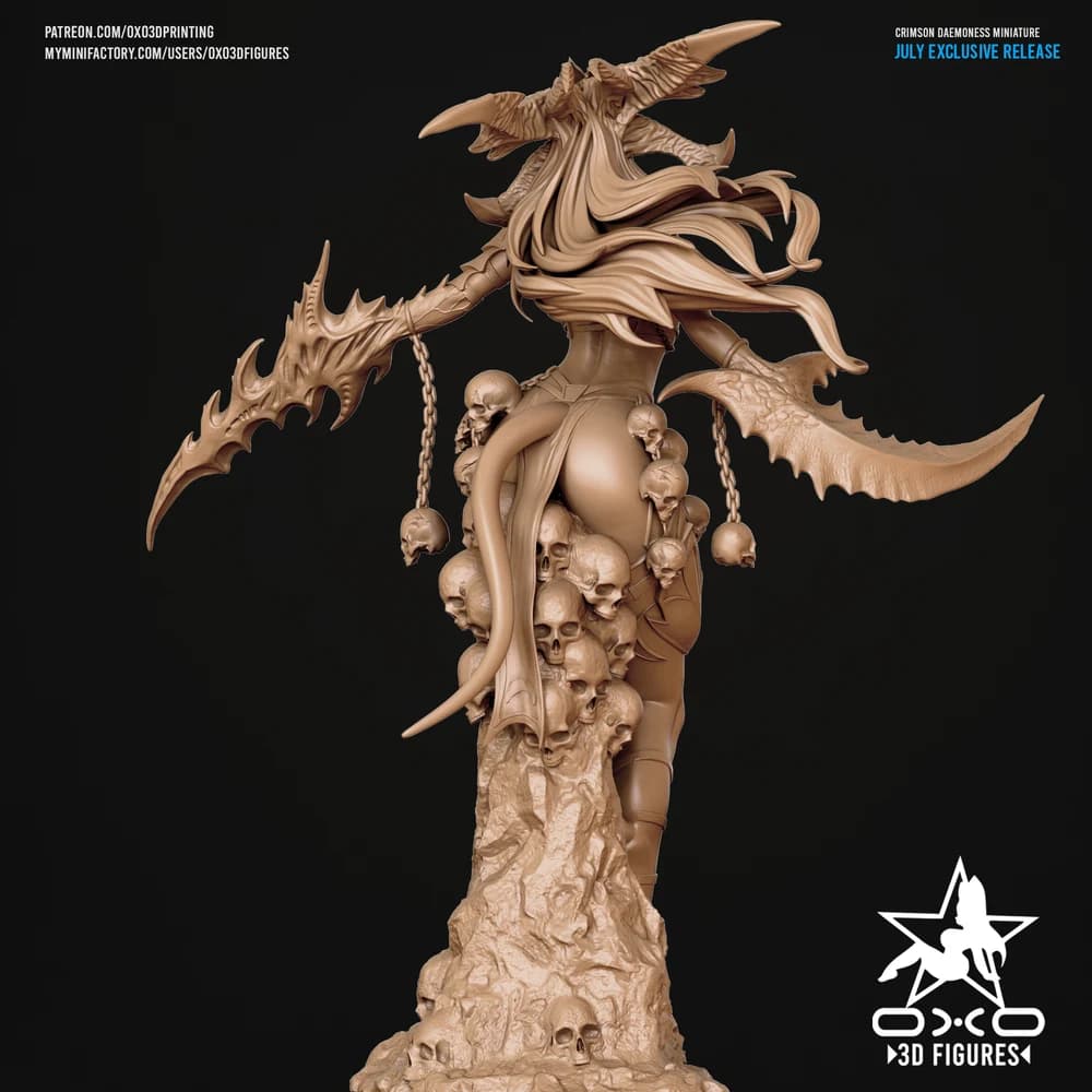 Demônia Carmesim — Miniatura 3D Fantasia Sombria | OXO3D