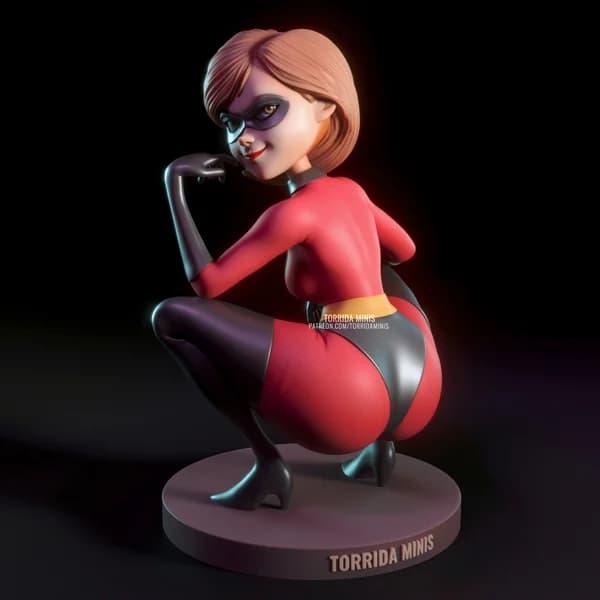 Miniatura 3D da Mulher Elástica em pose sedutora com uniforme clássico