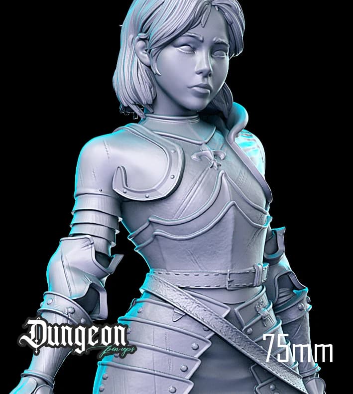 Cavaleira Victoria — Miniatura 3D Fantasia Medieval | RN Estudio