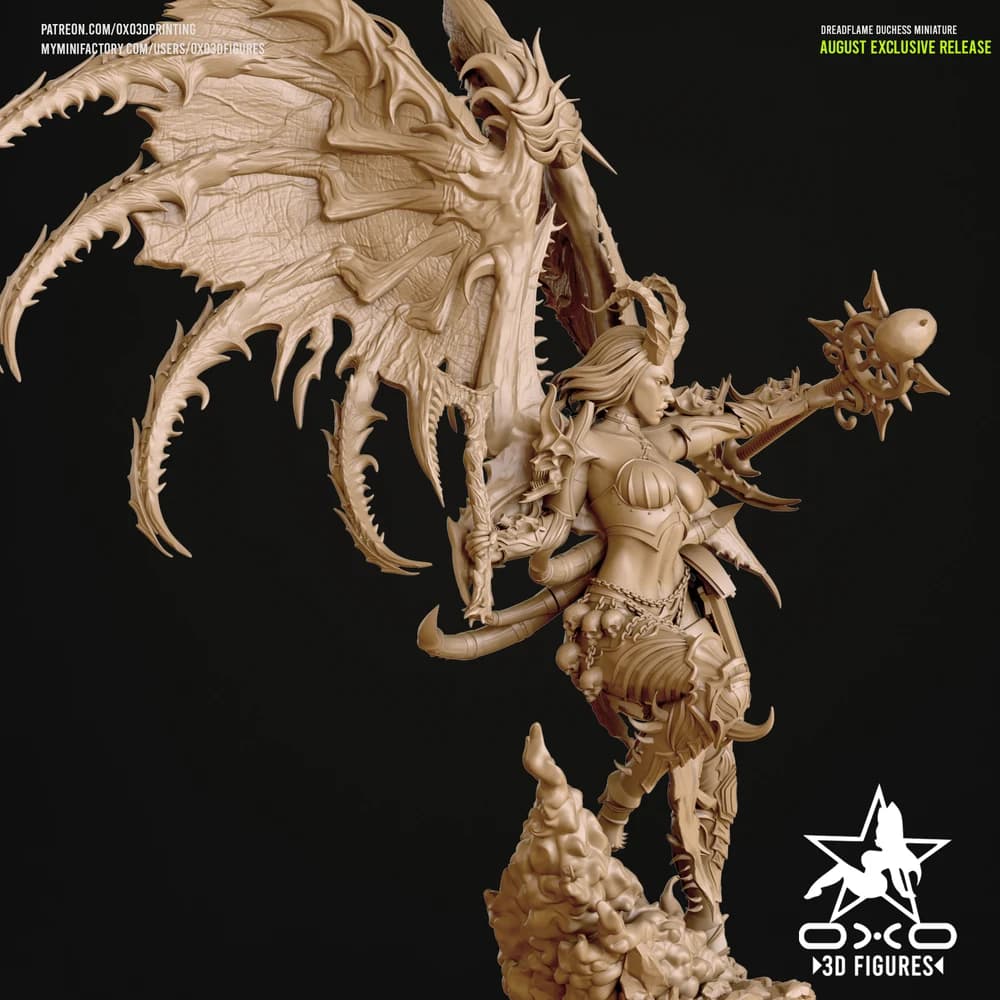 Duquesa da Chama Sombria — Miniatura 3D Fantasia Sombria | OXO3D