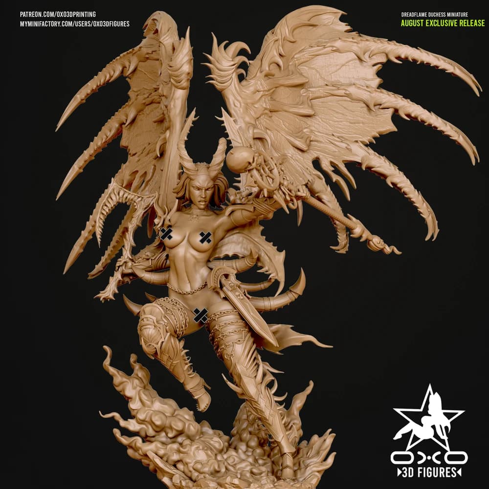 Duquesa da Chama Sombria — Miniatura 3D Fantasia Sombria | OXO3D