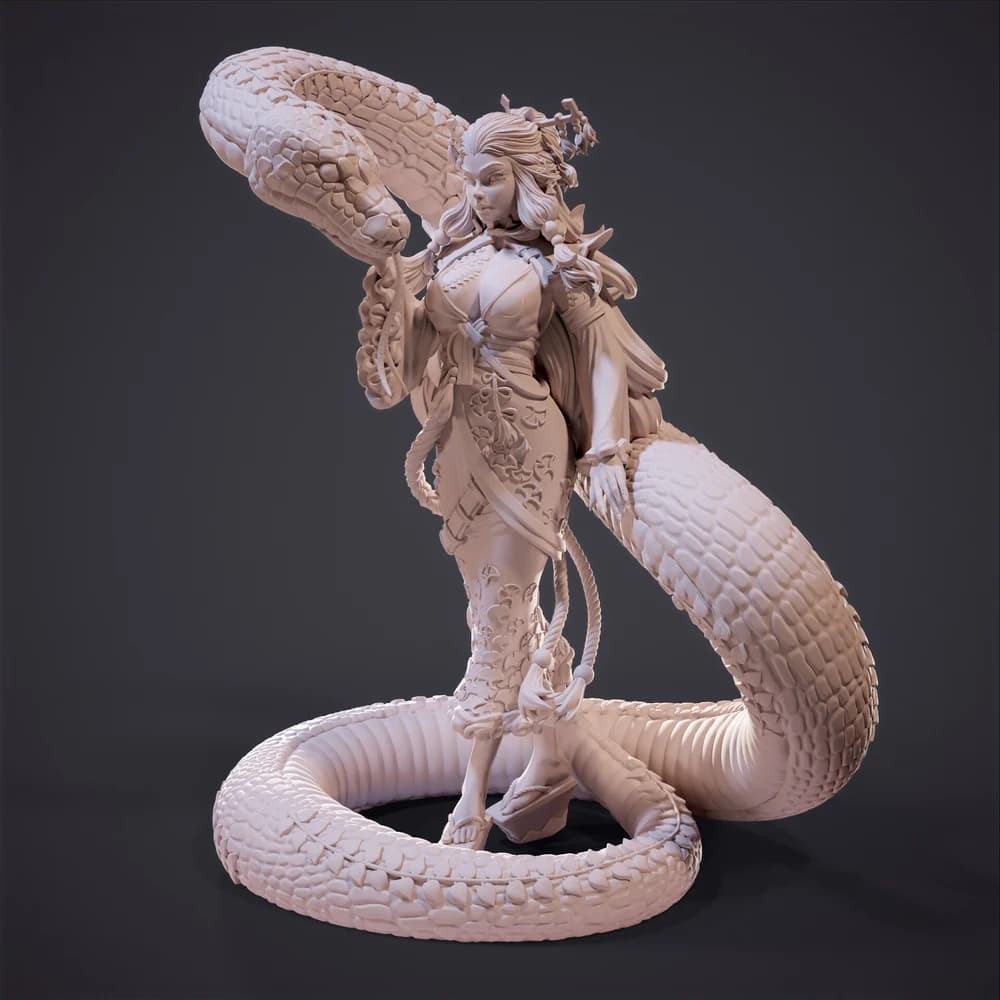 Gueixa Serpente — Miniatura 3D Oriental | RN Estudio