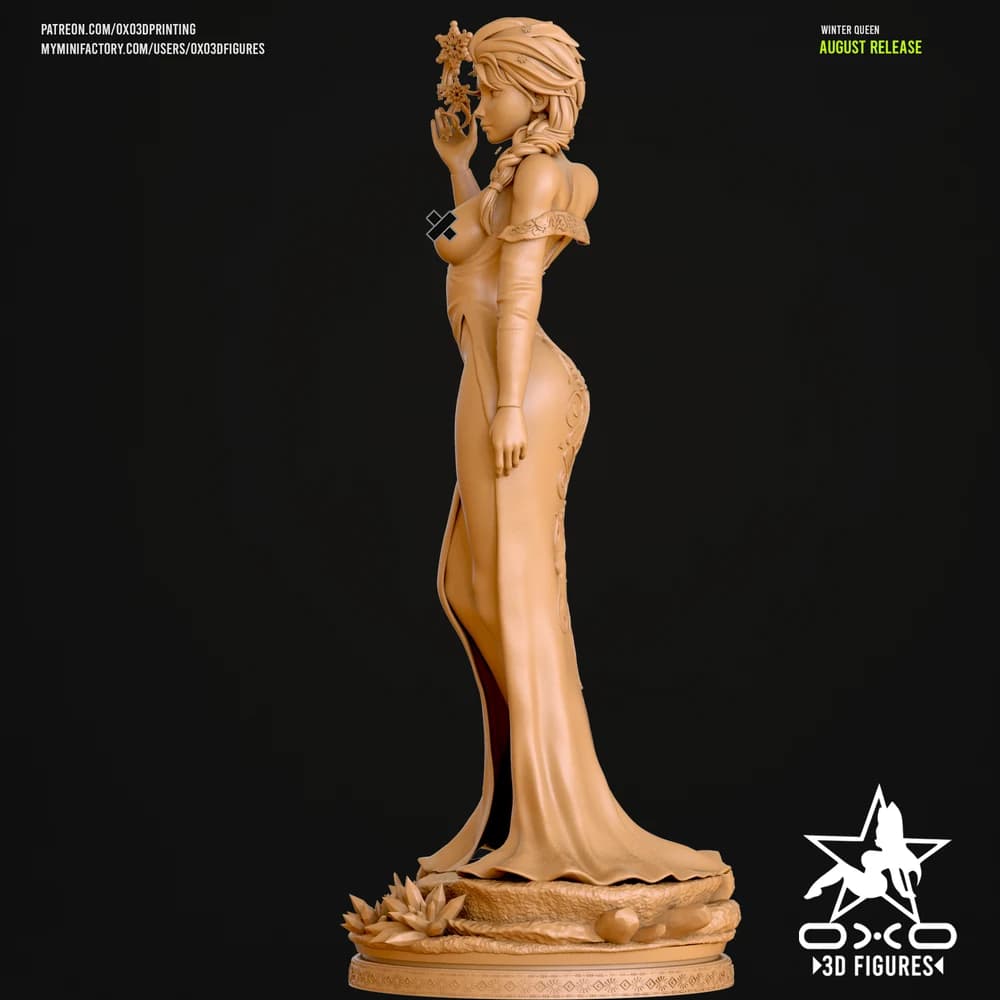 Rainha do Inverno — Miniatura 3D Pin-up Fantasia | OXO3D