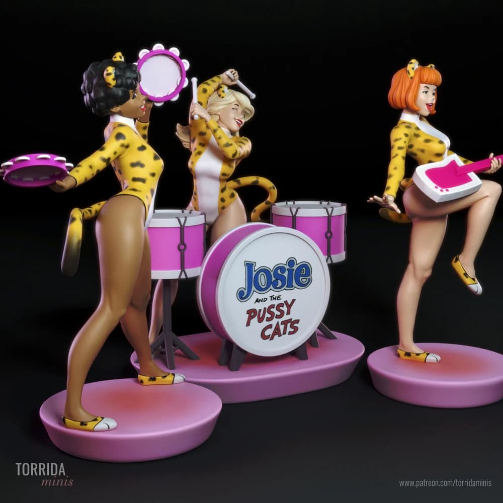 Josie e as Gatinhas — Miniatura 3D Pin-up Retro | Torrida Minis