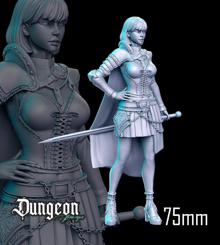 Cavaleira — Miniatura 3D Fantasia Medieval | RN Estudio