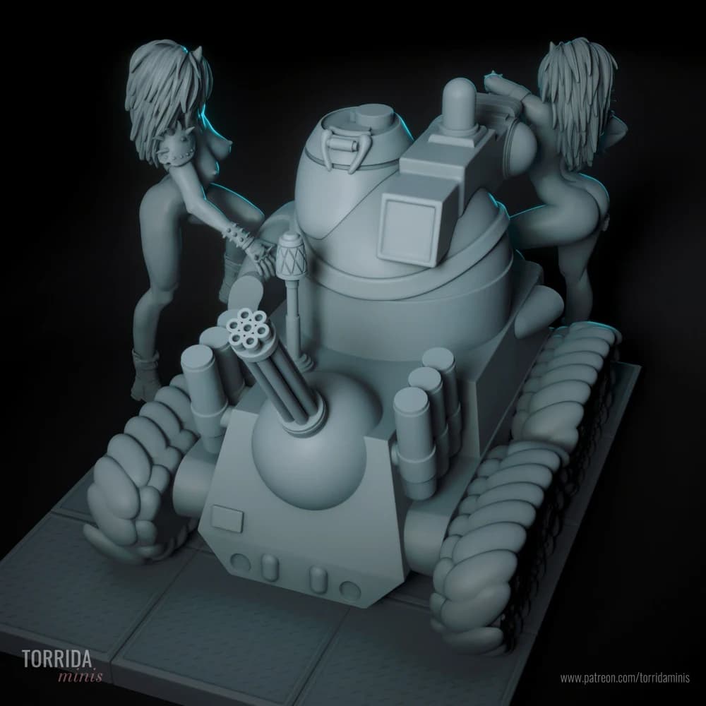 Anna e Uni, Irmãs Puma — Miniatura 3D Cyberpunk | Torrida Minis