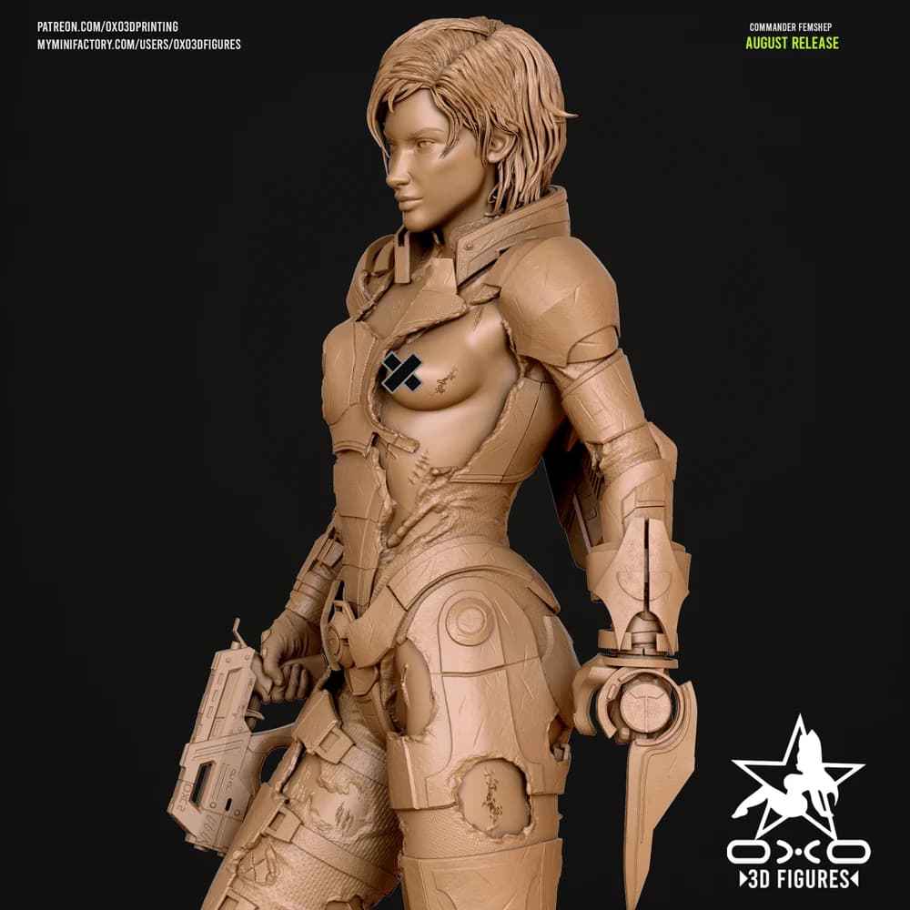 Comandante FemShep — Miniatura 3D Sci-Fi | OXO3D