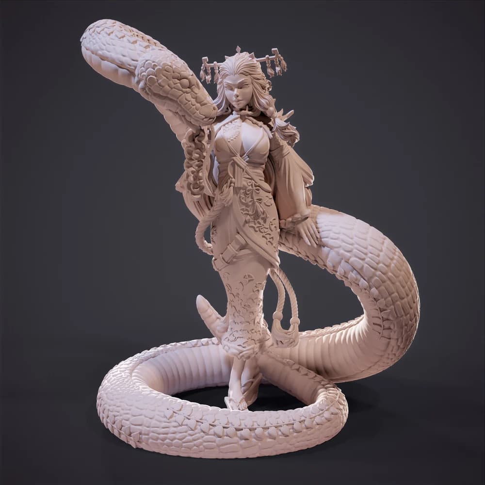 Gueixa Serpente — Miniatura 3D Oriental | RN Estudio