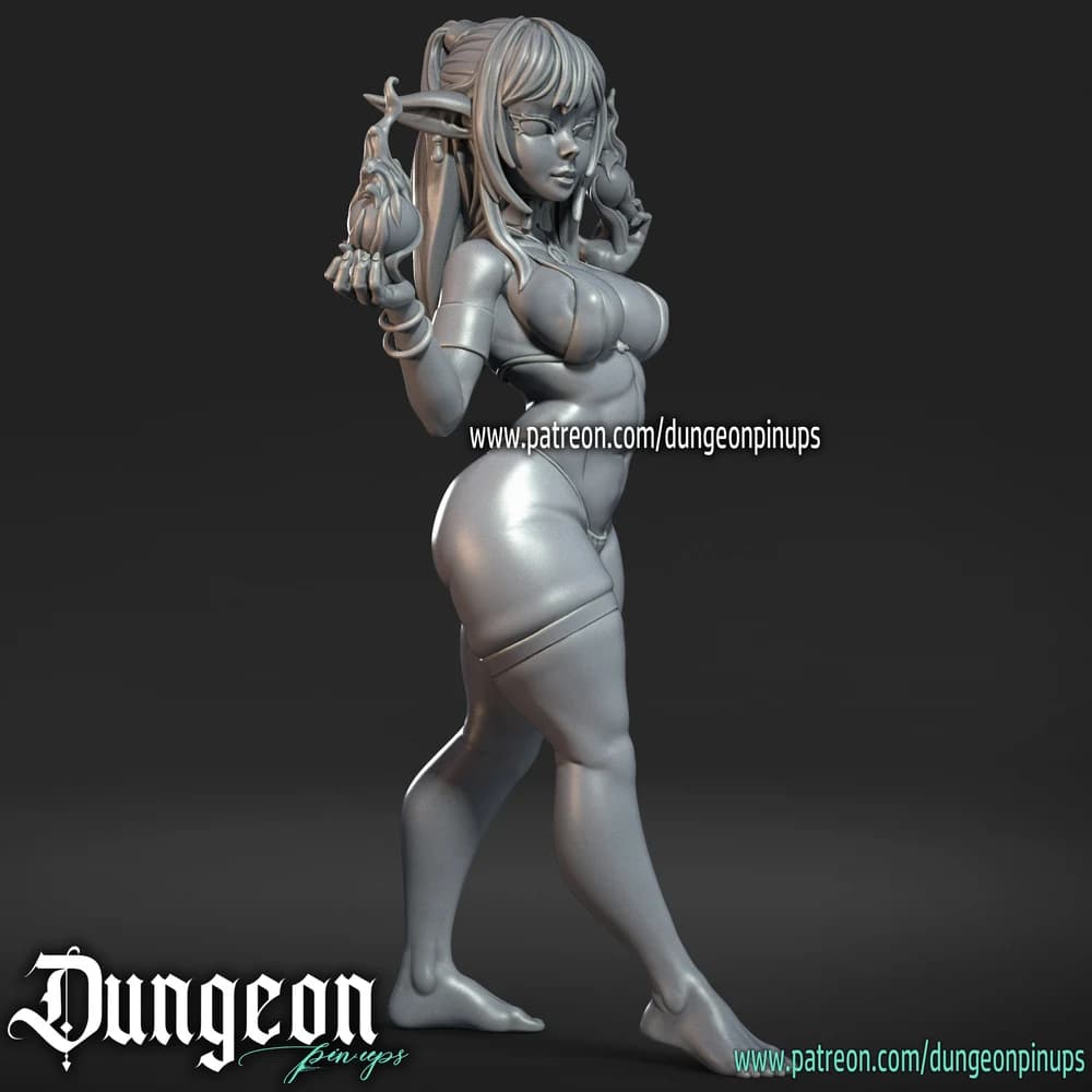 Garota Goblin — Miniatura 3D Fantasia Pin-up | RN Estudio