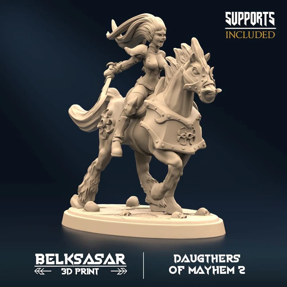 Irmãs Cavaleiras do Destino B — Miniatura 3D Fantasia Sombria | Belksasar