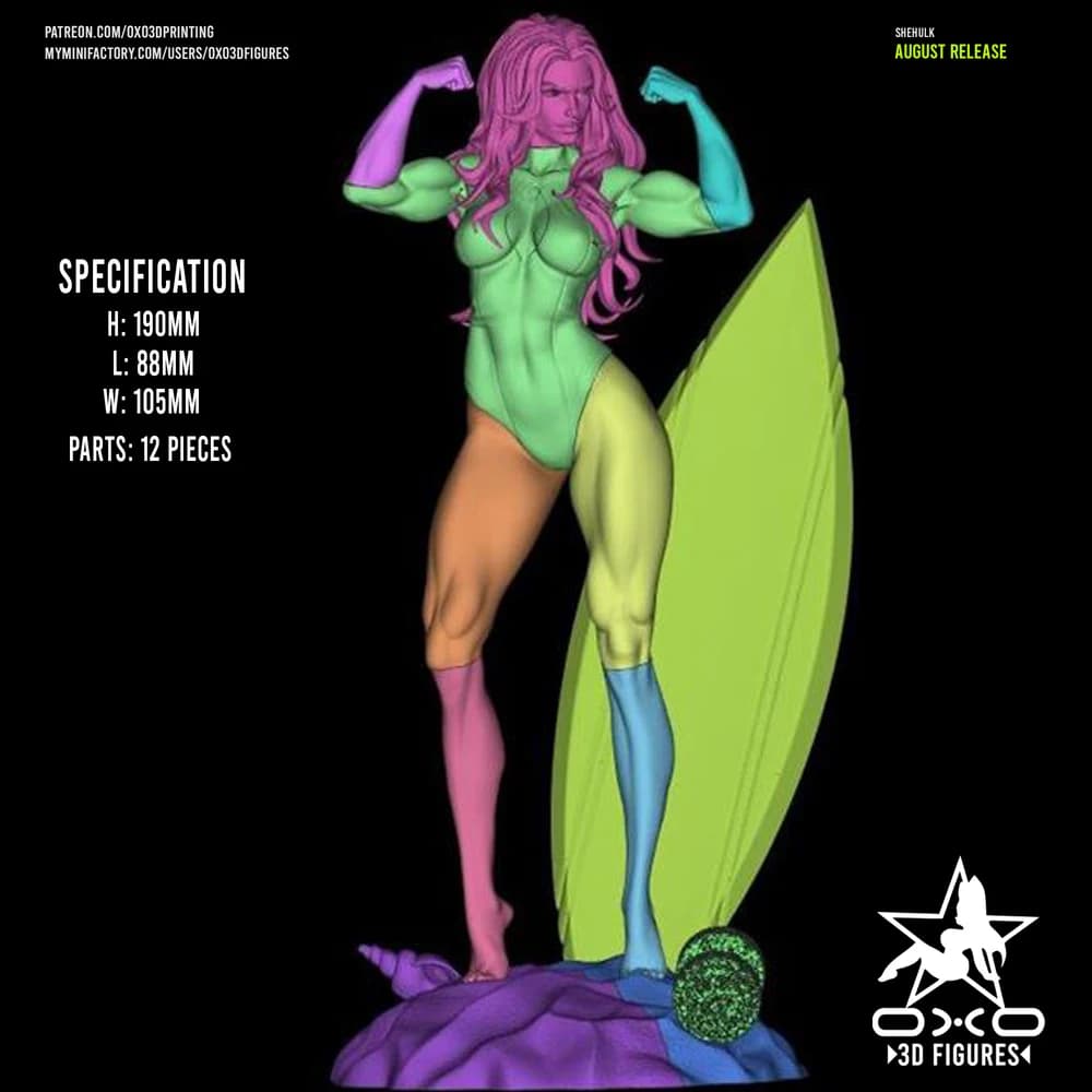 Shehulk — Miniatura 3D Pin-up Heroína | OXO3D